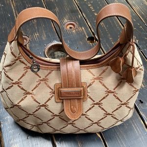 *RARE* Longchamp Signature Horse Print Canvas Hobo Bag with Leather Accents